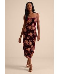 Lulus - Erisa Velvet Floral Burnout Midi Dress - Lyst