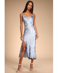 Lulus - All About You Floral Jacquard Satin Midi Dress - Lyst