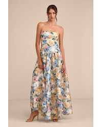 Lulus - Mikayla Multi Floral Jacquard Maxi Dress - Lyst