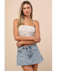 Steve Madden - Simona Light Wash Denim Mini Skirt - Lyst