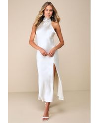 Lulus - Exceptional Status Halter Backless Slip Midi Dress - Lyst