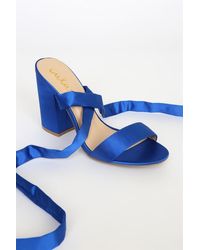 Lulus - Alta Satin Lace-Up Heels - Lyst