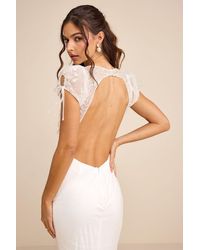 Lulus - Ballina Mesh Beaded Backless Mermaid Maxi Dress - Lyst