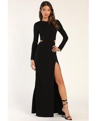 Lulus - Going For The Wow Long Sleeve Cutout Maxi Dress - Lyst