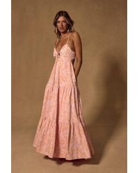 Lulus - Mykonos Memories And Abstract Maxi Dress With Pockets - Lyst