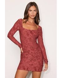 Lulus - Celeste Dark Floral Burnout Long Sleeve Mini Dress - Lyst