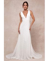 Lulus - Infinite Bliss Lace Sleeveless Backless Trumpet Maxi Dress - Lyst