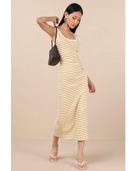 Lulus - Edeva And Ivory Striped Knit Midi Dress - Lyst