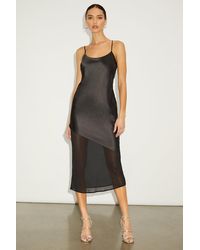 Lulus - Drew Satin And Chiffon Midi Slip Dress - Lyst