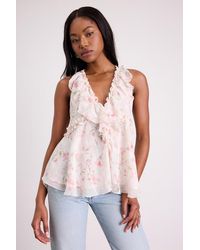 Lulus - Sashi Floral Ruffled Tank Top - Lyst