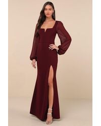 Lulus - Composed Elegance Balloon Sleeve Mermaid Maxi Dress - Lyst