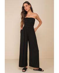 Lush - Flirty Posture Jersey Knit Strapless Jumpsuit - Lyst