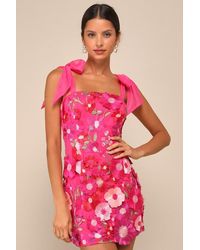 Lulus - Emphatically Adorable Floral Tie-Strap Mini Dress - Lyst