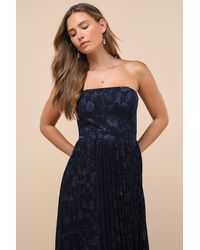Lulus - Perfectly Stunning Jacquard Strapless Midi Dress - Lyst