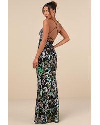 Lulus Photo Finish Sequin Lace-Up Maxi Dress in Purple | Lyst