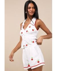 Lulus - Ayah Embroidered High-Rise Shorts - Lyst