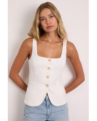Lulus - Poised Impulse Sleeveless Button-Front Vest Top - Lyst