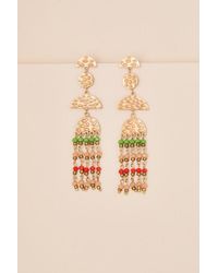 Lulus - Marisela Hammered Beaded Statement Earrings - Lyst