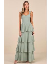 Lulus - Carlynda Sage Brush Tiered Bustier Maxi Dress - Lyst