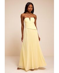 Lulus - Zea Pleated Drop Waist Maxi Dress - Lyst