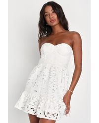 Lulus - Majorly Cute Crochet Lace Strapless Bustier Mini Dress - Lyst