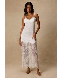 Lulus - Jesse Satin Lace Maxi Lingerie Slip - Lyst