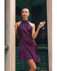 Lulus - Kaye Satin Halter Mini Dress - Lyst
