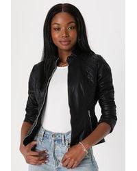 Lulus - Heartlines Vegan Leather Moto Jacket - Lyst