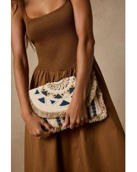Lulus - Taiya Boho Beaded Fringe Clutch - Lyst