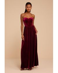 Lulus - Henshaw Berry Velvet Strapless Maxi Dress - Lyst