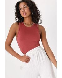 Lulus - Always Easygoing Rusty Rose Sleeveless Bodysuit - Lyst