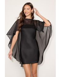 Lulus - Amini Satin Cape Sleeve Mini Dress - Lyst