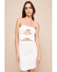 Lulus - Happy Bow Lucky Cutout Bow Strapless Mini Dress - Lyst
