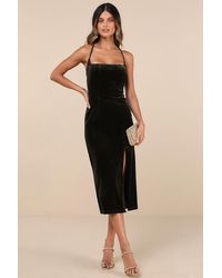 Lulus - Gorgeous Composure Velvet Lace-Up Sleeveless Midi Dress - Lyst