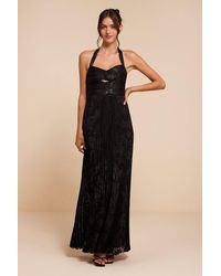 Lulus - Krystal Floral Pleated Halter Maxi Dress - Lyst