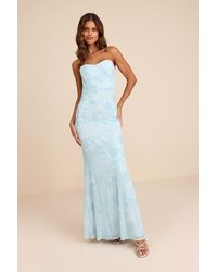 Lulus - Mayley Sequin Strapless Maxi Dress - Lyst