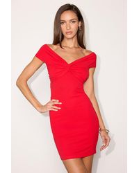 Lulus - Katerina Twist-Front Off-The-Shoulder Mini Dress - Lyst