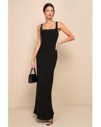 Lulus - Timeless Poise Rhinestone Square Neck Backless Maxi Dress - Lyst