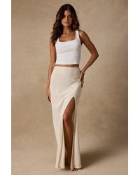 Lulus - Ronan Light Linen High-Rise Maxi Skirt - Lyst