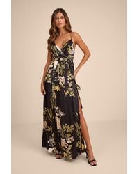 Lulus - Still The One Floral Print Satin Maxi Dress - Lyst