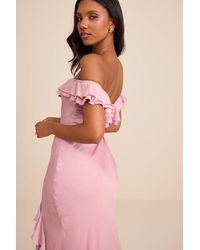 Lulus - Eloisa Satin Off-The-Shoulder Maxi Dress - Lyst