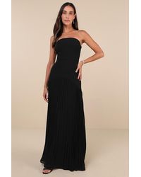 Lulus - Celebratory Aesthetic Pleated Strapless Maxi Dress - Lyst