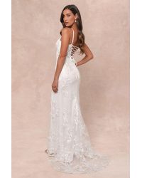Lulus - Ethereal Elegance Embroidered Lace-Up Maxi Dress - Lyst