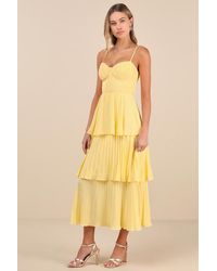 Lulus - Cascading Crush Tiered Bustier Midi Dress - Lyst