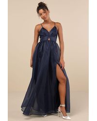 Lulus - Authentic Glamour Organza Sleeveless Cutout Maxi Dress - Lyst