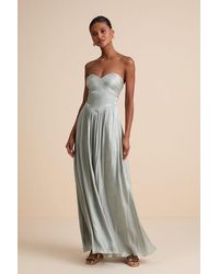 Lulus - Kylin Sage Satin Basque Waist Maxi Dress - Lyst