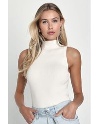 Lulus - Seasonal Sophistication Ribbed Mock Neck Sweater Tank Top - Lyst