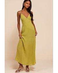 Lulus - Mura Chartreuse Mesh Drop Waist Midi Dress - Lyst