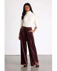 Lulus - Chic Splendor Dark Velvet Pleated High-Rise Wide-Leg Pants - Lyst