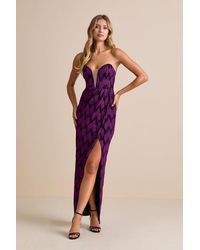 Lulus - Shimmering Rsvp Shiny Lurex Strapless Maxi Dress - Lyst